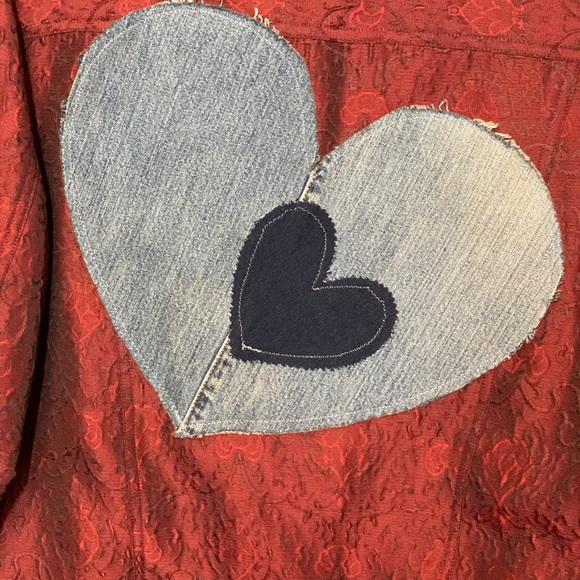🔥SOLD🔥 UpCycled Vintage Heart Denim Duster Gypsy Hippie - Picture 6 of 8
